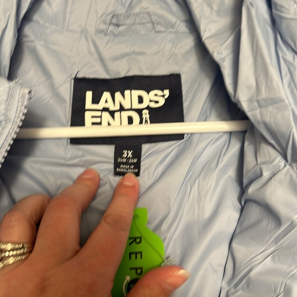 NWT Lands End Women’s Quilted Sherpa Parka.  Size 3X.  Light Cornflower. - Picture 9 of 9